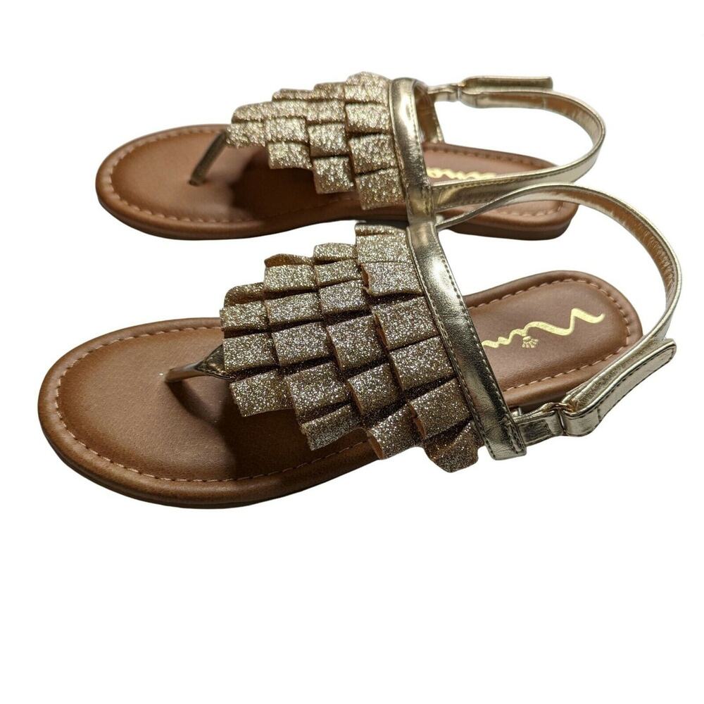 Girls Gold Glitter Flip Flop Sandals by Nina Size 5 - Picture 5 of 9